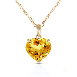 14K Solid Gold Necklace with Natural 10mm Heart Citrine