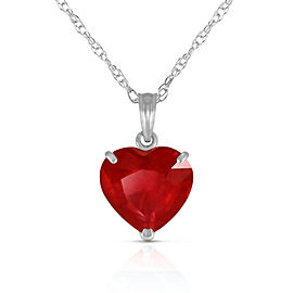 14K Solid White Gold Necklace with Natural 10mm Heart Ruby