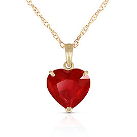 14K Solid Gold Necklace with Natural 10mm Heart Ruby