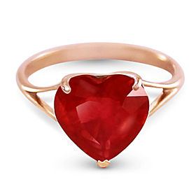 14K Solid Rose Gold Ring with Natural 10.0 mm Heart Ruby