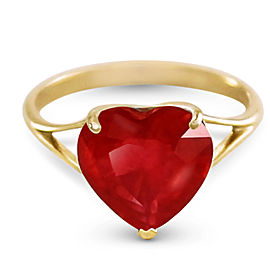 14K Solid Gold Ring with Natural 10.0 mm Heart Ruby