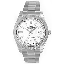 Rolex Datejust II 116334 Stainless Steel White Stick Dial 41mm Mens Watch