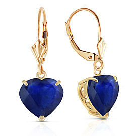 14K Solid Gold Leverback Earrings Natural 10mm Heart Sapphires