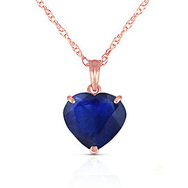 14K Solid Rose Gold Necklace with Natural 10mm Heart Sapphire