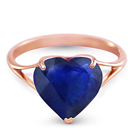 14K Solid Rose Gold Ring with Natural 10.0 mm Heart Sapphire