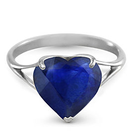 14K Solid White Gold Ring with Natural 10.0 mm Heart Sapphire