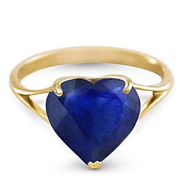 14K Solid Gold Ring with Natural 10.0 mm Heart Sapphire