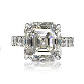 12 CARAT ASSCHER CUT DIAMOND ENGAGEMENT RING 18K WHITE GOLD GIA CERTIFIED 9 CT J VS2 BY MIKE NEKTA