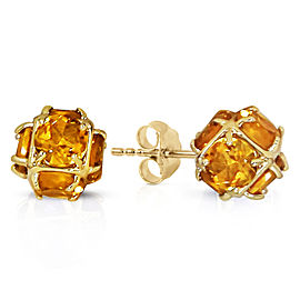 14K Solid Gold Stud Earrings with Natural Citrines