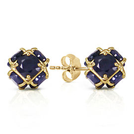 14K Solid Gold Stud Earrings with Natural Sapphires