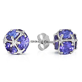 14K Solid White Gold Stud Earrings with Natural Tanzanites