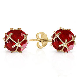 14K Solid Gold Stud Earrings with Natural Ruby