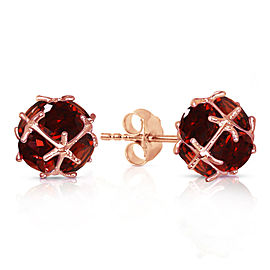 14K Solid Rose Gold Stud Earrings with Natural Garnets