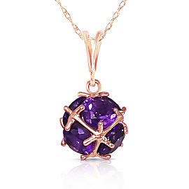 14K Solid Rose Gold Necklace with Natural Amethysts