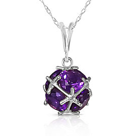 14K Solid White Gold Necklace with Natural Amethysts