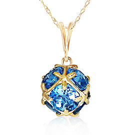 14K Solid Gold Necklace with Natural Blue Topaz