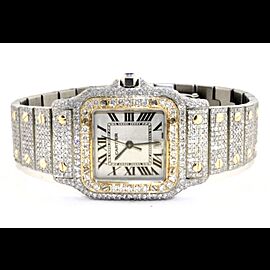 CARTIER SANTOS GALBEE Quartz 2 Tone Diamond Watch