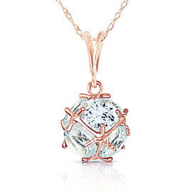 14K Solid Rose Gold Necklace with Natural Aquamarines