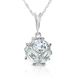 14K Solid White Gold Necklace with Natural Aquamarines