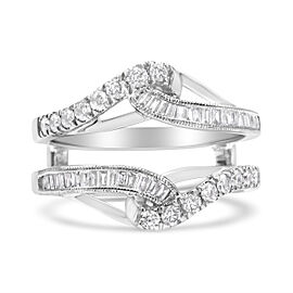 14K White Gold 0.65 Cttw Round and Baguette Invisible-Set Diamond Enhancer Wrap Ring (I-J Color, I2-I3 Clarity) - Size 6.75