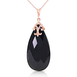 14K Solid Rose Gold Necklace with Briolette 31x16 mm Black Onyx