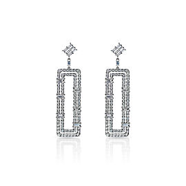 Vida 12 Carats Combine Mixed Shape Hanging Earrings in 14k White Gold