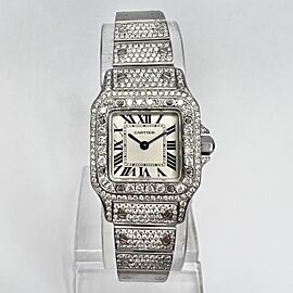 CARTIER SANTOS GALBEE 24mm Quartz Steel 2.35TCW Diamond Watch NEW Model