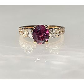 18k Rose Gold Oval Cut Ruby Diamond Ring