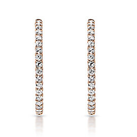 True 9 Carat Round Brilliant Diamond Hoop Earrings in 14k Rose Gold