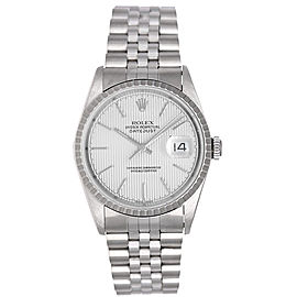 Rolex Datejust 16220 Stainless Steel Silver Tapestry Dial 36mm Mens Watch