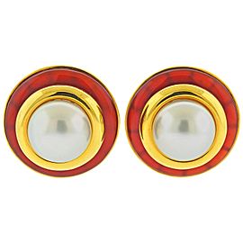 Aldo Cipullo South Sea Pearl Carnelian Gold Earrings