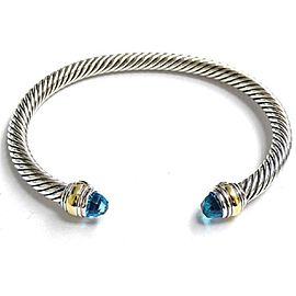 David Yurman Cable Classic 14K Yellow Gold and Sterling Silver Blue Topaz Bracelet