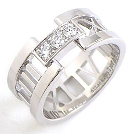 Tiffany & Co 18K White Gold Atlas Open Wide Diamond 6.75 US Ring B0330