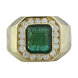 4.26 Carat Emerald 14K Yellow Gold Diamond Ring