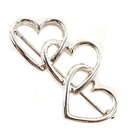 TIFFANY & Co 925 Silver Triple heart Brooch