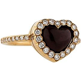 Christian Dior 18K Yellow Gold Diamond Heart Ring Size 5.75