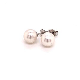 Akoya Pearl Earrings 14k White Gold 6.97 mm Certified $599