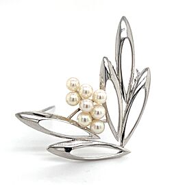 Mikimoto Estate Akoya Pearl Brooch Pin Sterling Silver