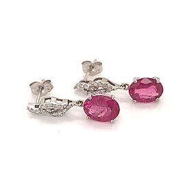 Diamond Rubellite Tourmaline Earrings 14k Gold 2.20 TCW Certified $2,590 018678