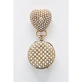 Natural Pearl and Diamond Pendant and Brooch Lapel Watch