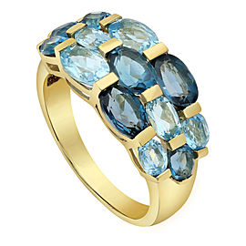 14K Yellow Gold with 4 3/4ct Blue Topaz Ring Size 7