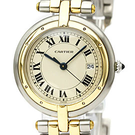 CARTIER Panthere Round 18K Yellow Gold Steel Quartz Watch LXGoodsLE-404