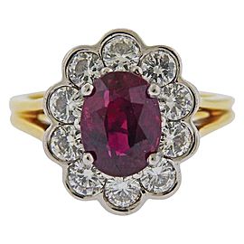 GIA Ruby Platinum Gold Diamond Ring