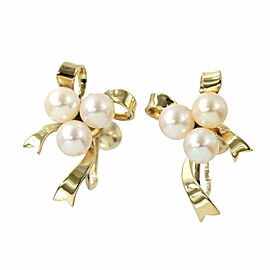 MIKIMOTO 14K Yellow Gold Akoya Pearl Earrings G0087