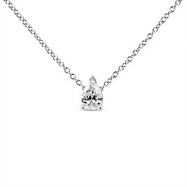 14K White Gold 1/10 Cttw Pear Shape Lab Grown Diamond Solitaire Pendant Necklace (F-G Color, VS2-SI1 Clarity)