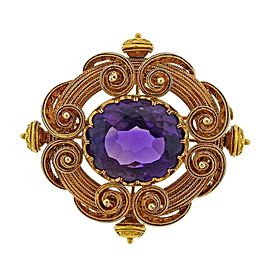 Antique Gold Amethyst Brooch Pin