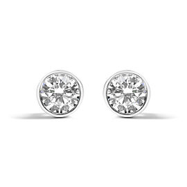 True 14K White Gold 5/8 Cttw Bezel Set Lab Grown Round Diamond Screw-Back Solitaire Stud Earrings (G-H Color, VS2-SI1 Clarity)