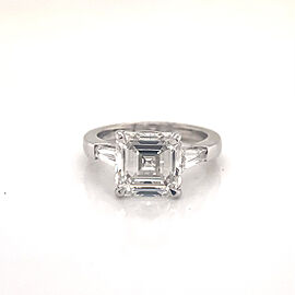 5 Carat Asscher Cut Lab Grown Diamond Engagement Three Stone Ring IGI Certified