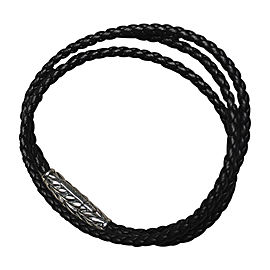 David Yurman Sterling Silver & Leather Black Triple Wrap Bracelet