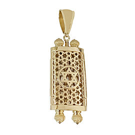 Yellow Gold Torah Pendant with Blue Enamel and Diamonds